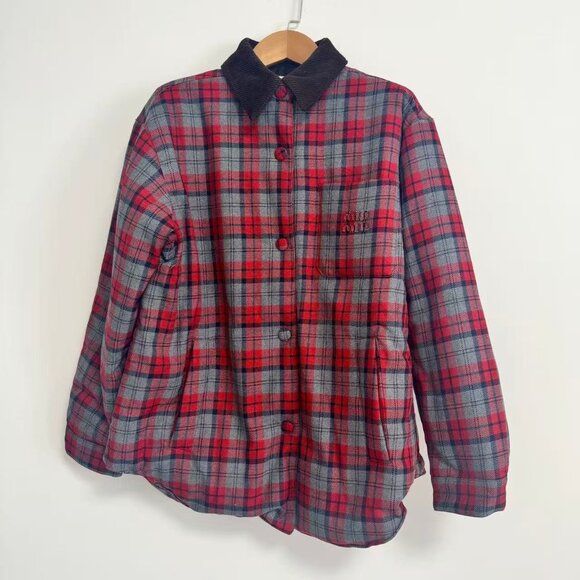 Miu Miu Grey Padded Check Jacket - Picture 4 of 12